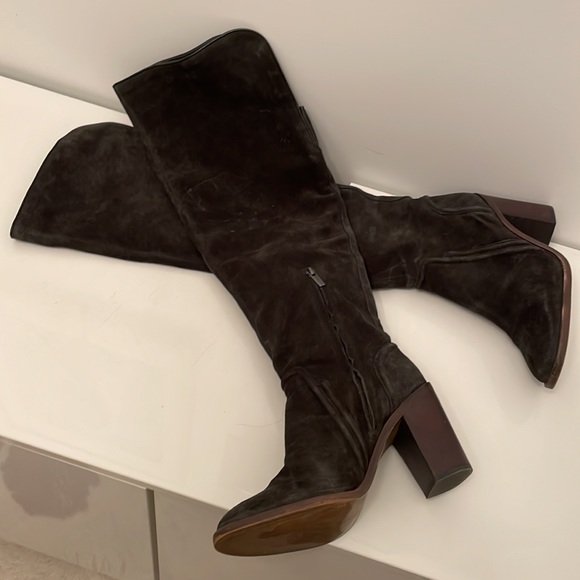 Vince Camuto Melaya Over the Knee Boot- Dark Olive Suede size 12. Like new. - Picture 2 of 8